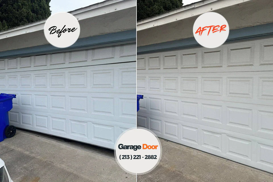 Before and after: garage door repair Somersworth, NH